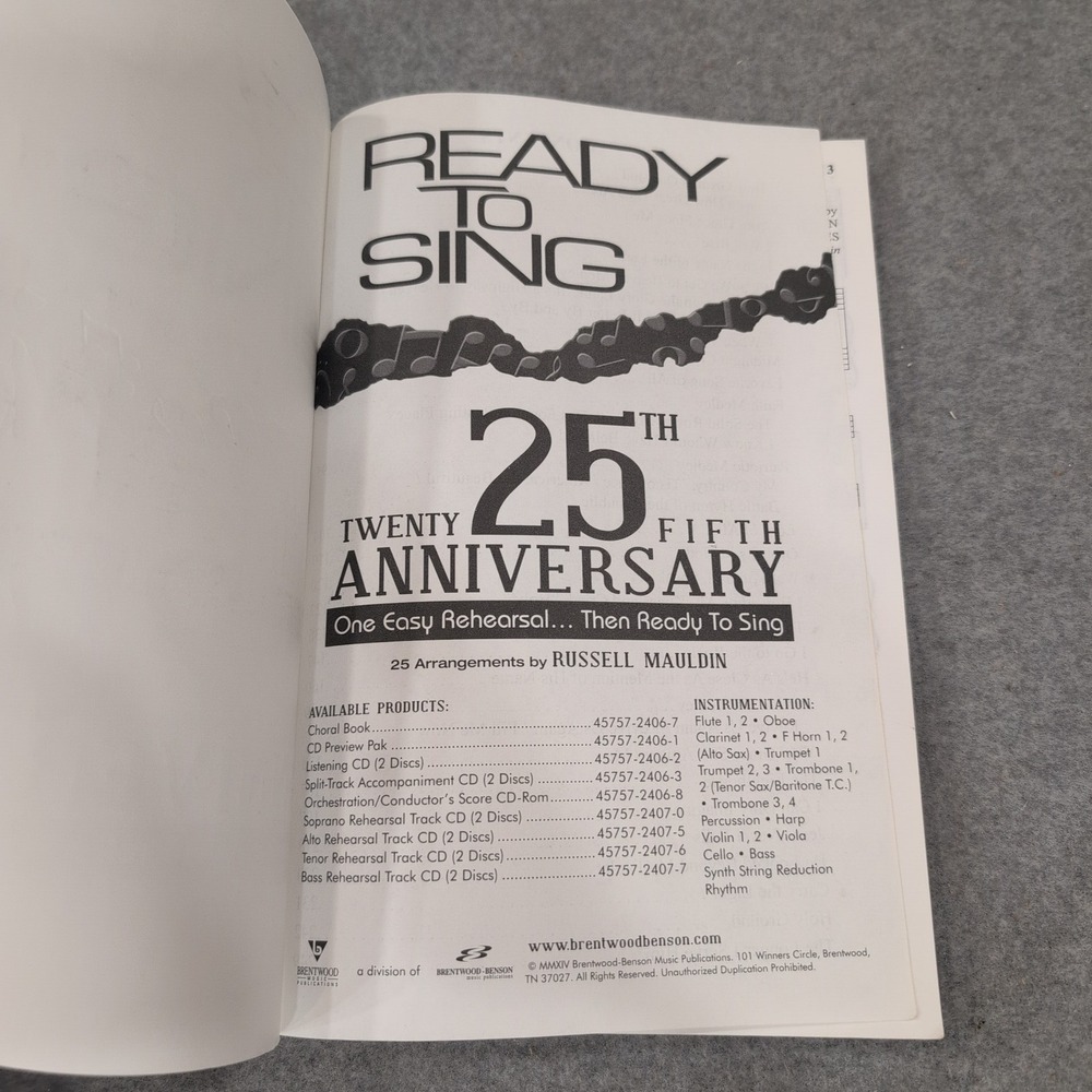 Ready To Sing 25th Anniversary SATB Choral Book 25 Arrangements Russell Mauldin - Picture 2 of 3
